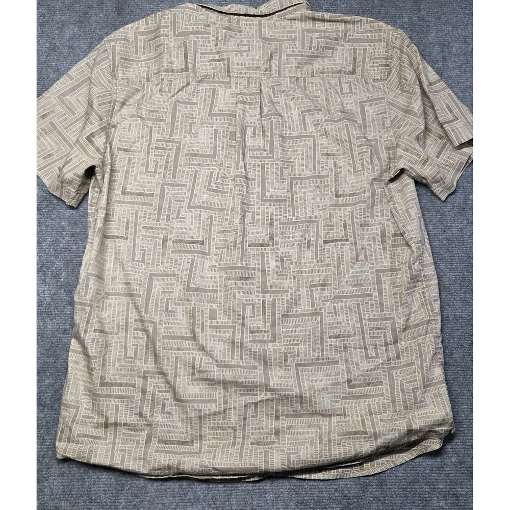 Prana Slim Fit Button Up Shirt Mens XL Beige Geometric Pattern Short Sleeve... - Picture 6 of 6